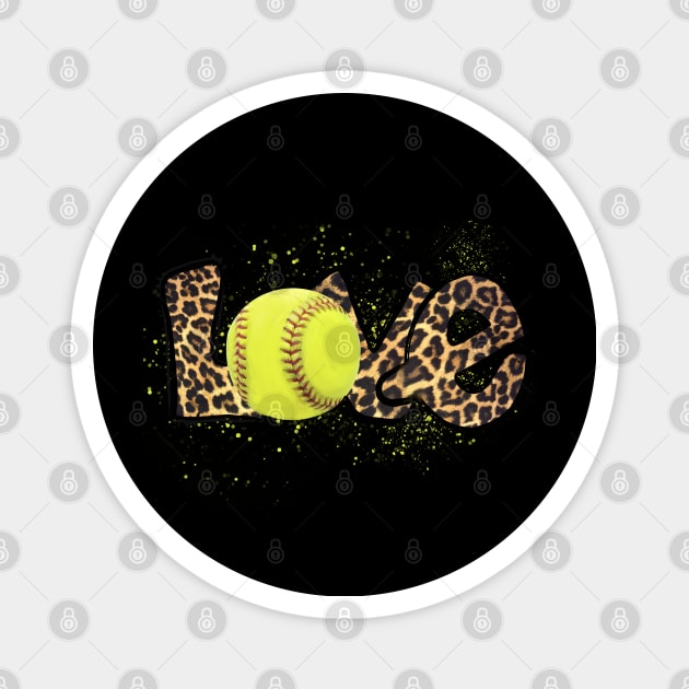 Love Softball Cheetah Background Design Magnet by Sheila’s Studio